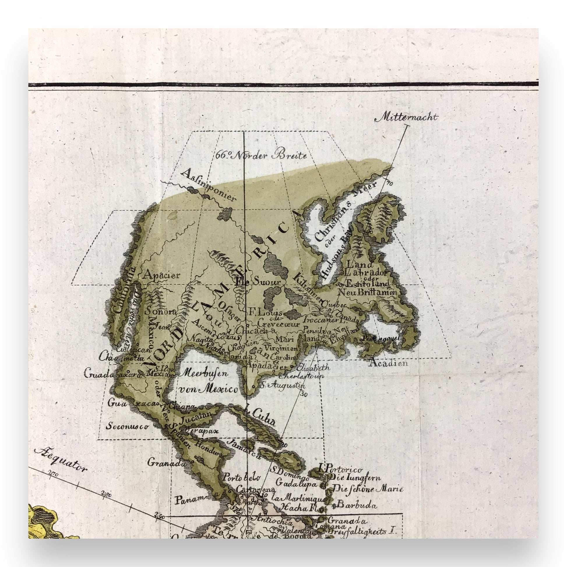 1771 Map "Carte von der Neuen Welt" by Vaugondy – Rare Copper Engraving