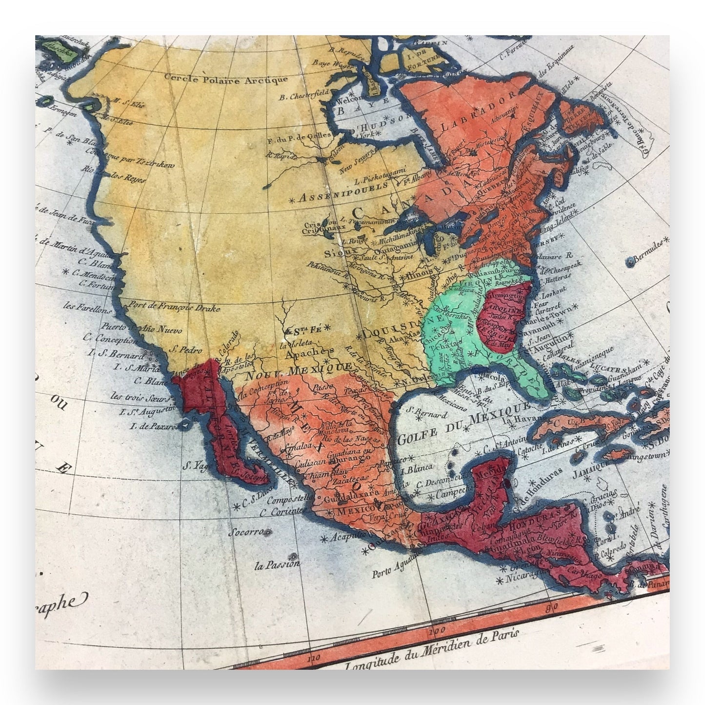 1780 Antique Map of North America by Rigobert Bonne – ‘Amerique Septentrionale’