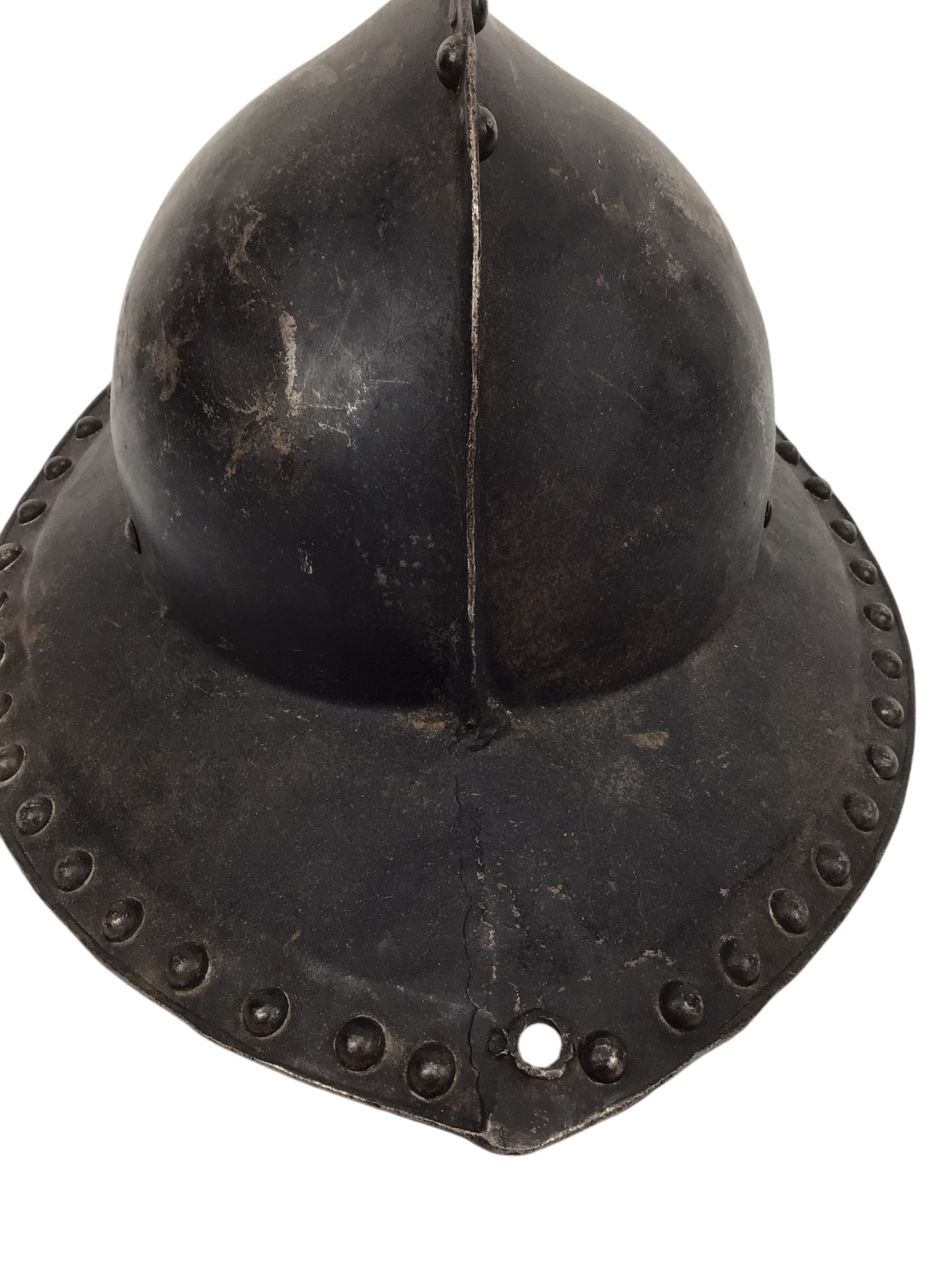 17th-Century English Civil War Pikeman's Helmet with Original Black Paint
