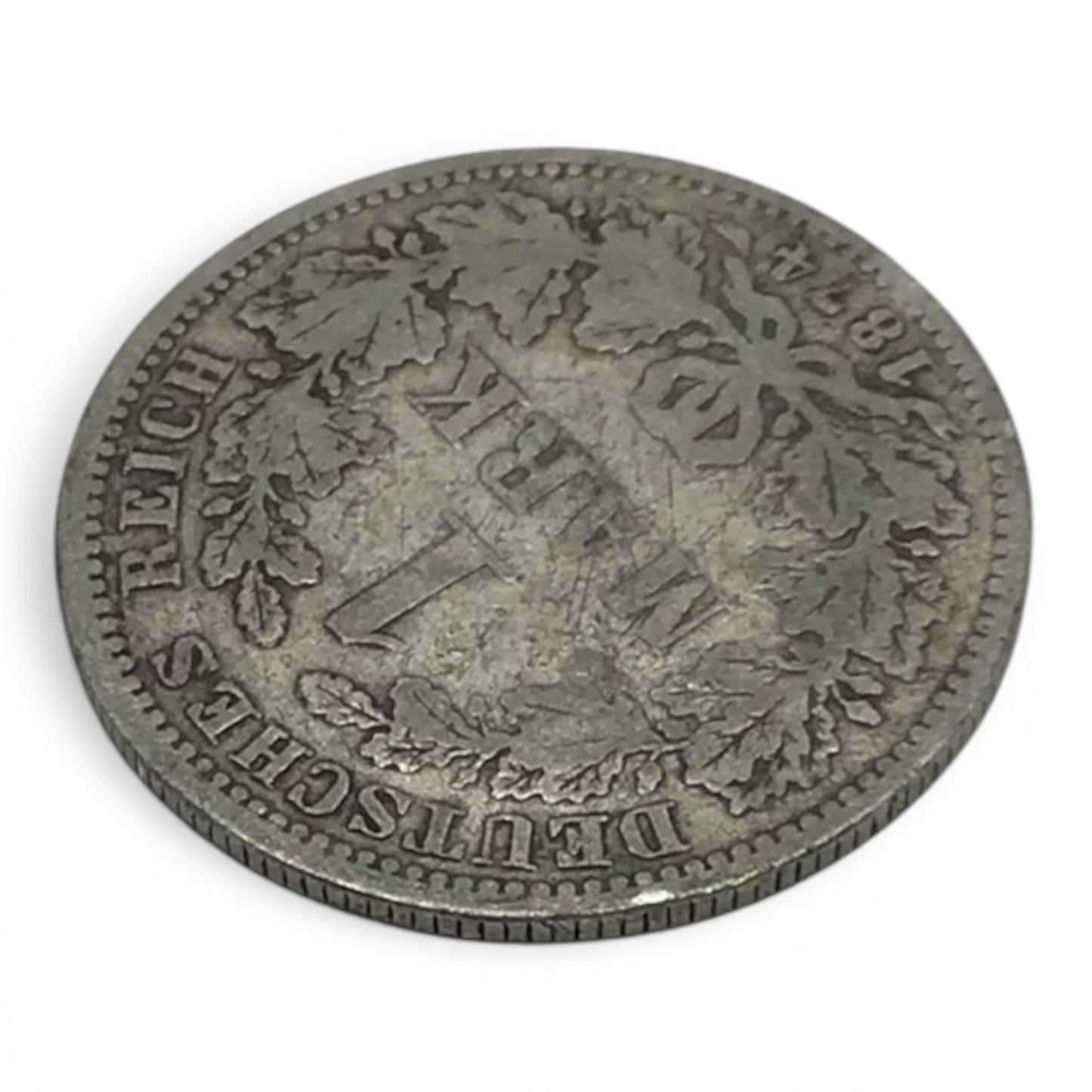 1874 F Germany Empire 1 Mark Coin - Stuttgart Mint