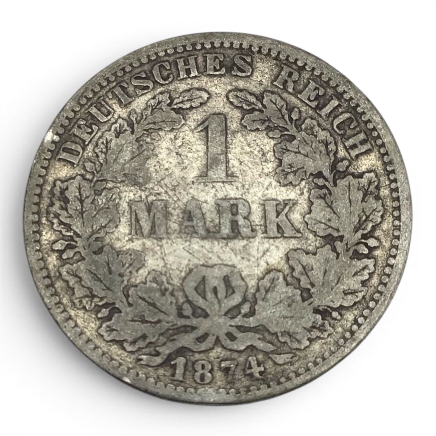 1874 F Germany Empire 1 Mark Coin - Stuttgart Mint