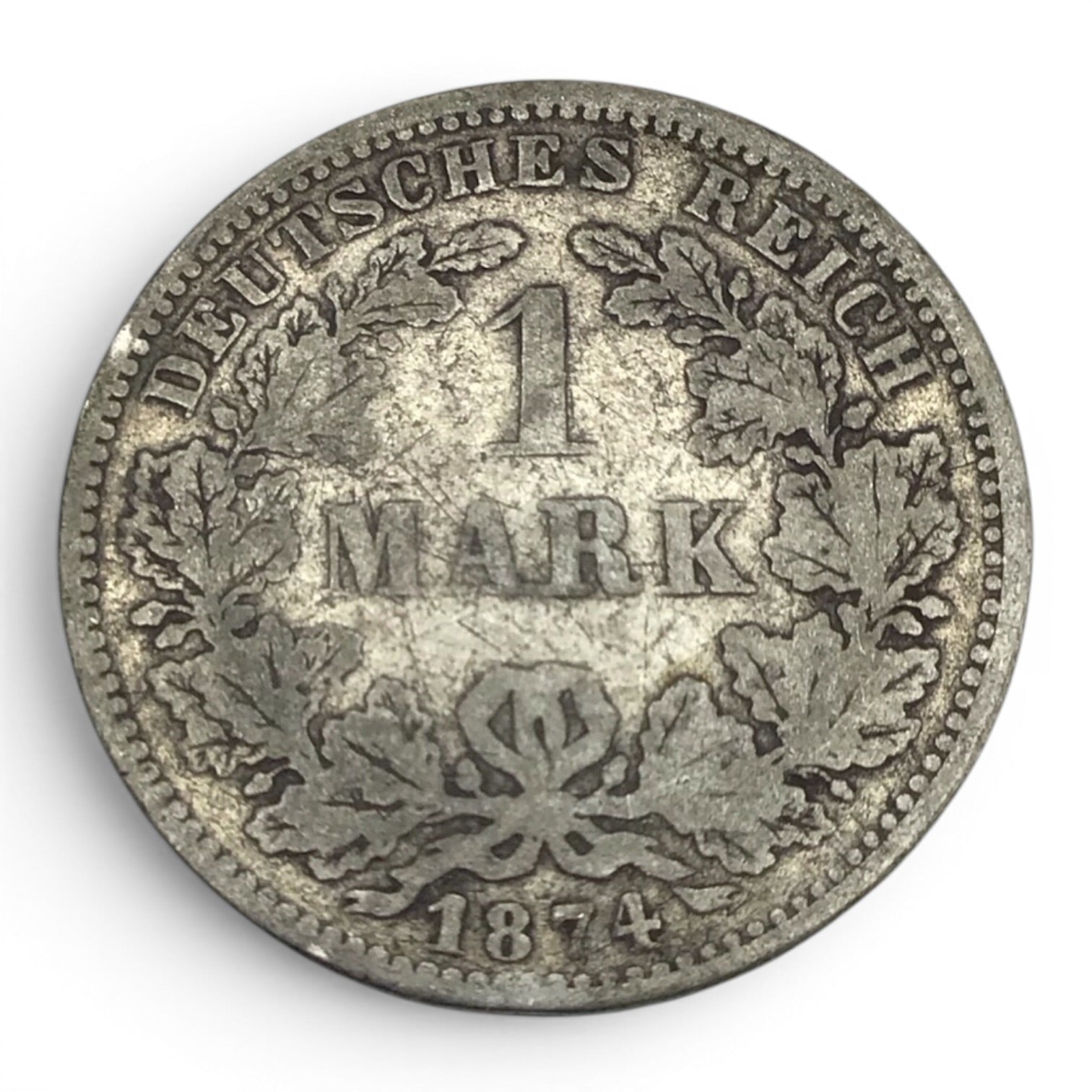1874 F Germany Empire 1 Mark Coin - Stuttgart Mint