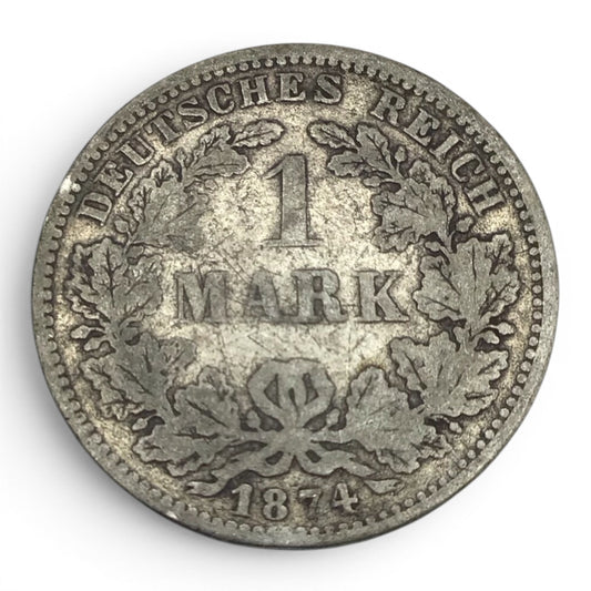 1874 F Germany Empire 1 Mark Coin - Stuttgart Mint