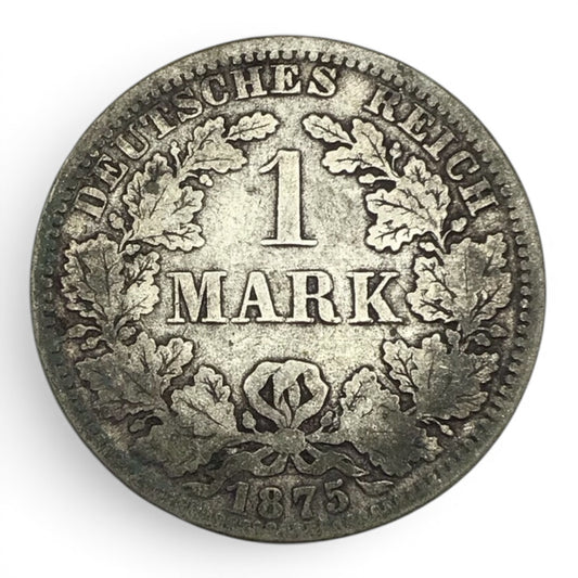 1875 German Empire 1 Mark Silver Coin – A (Berlin Mint)
