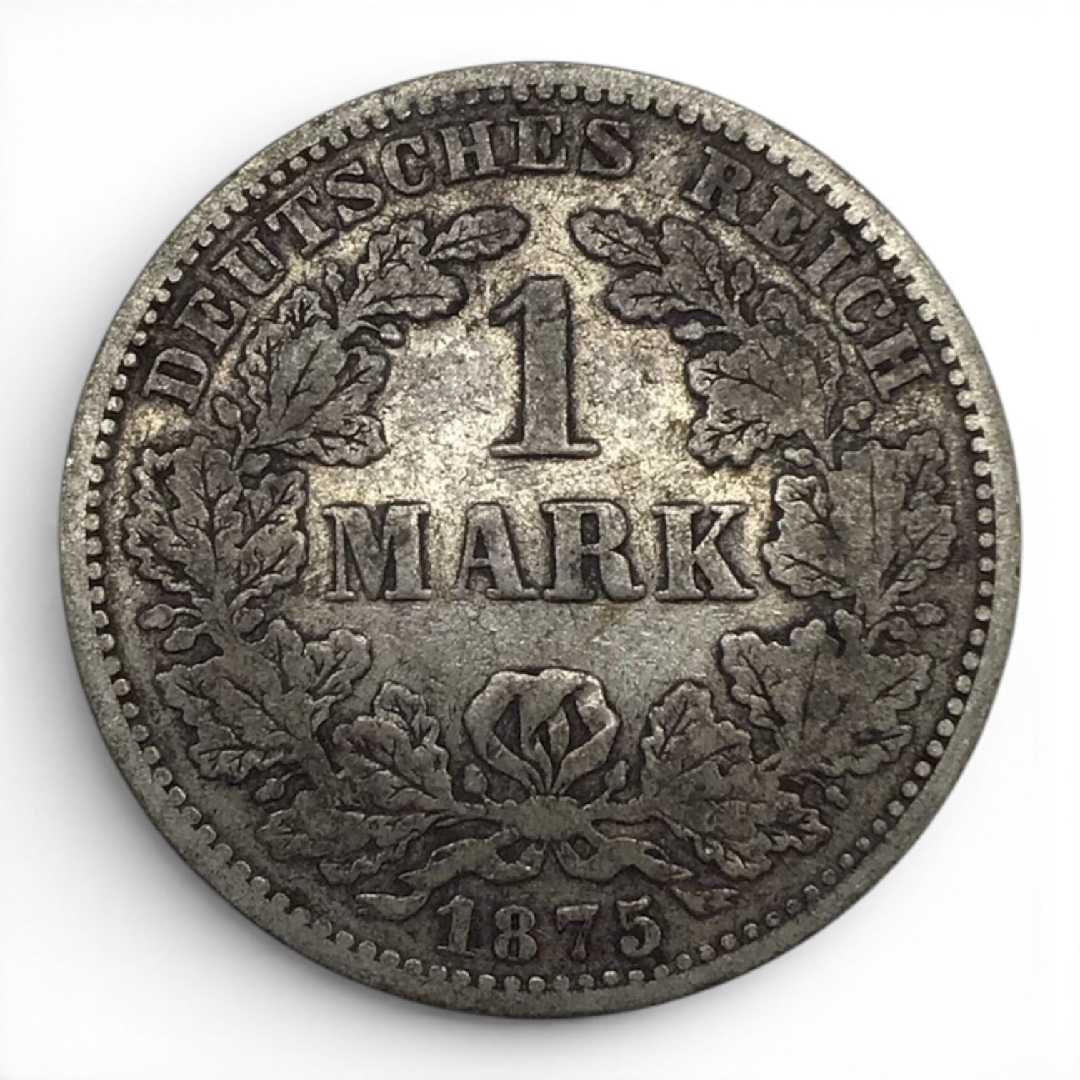 1875 German Empire 1 Mark Silver Coin – B (Hanover Mint)