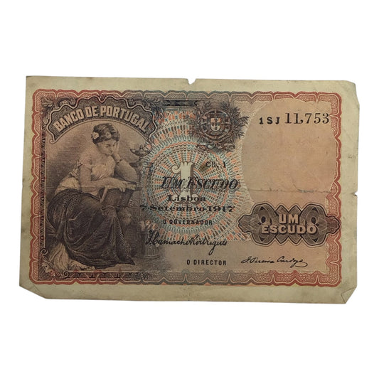 1917 Bank of Portugal 1 Escudo
