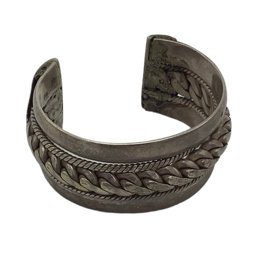 1940’s Egyptian Cairo Bracelet Heavy Solid Sterling Silver Woven Rope Sailing Themed