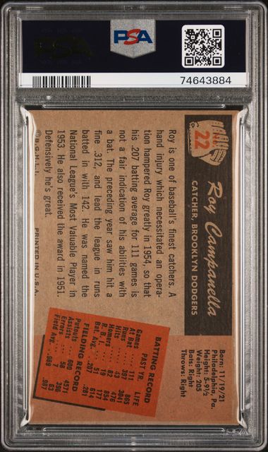 1955 BOWMAN #22 ROY CAMPANELLA PSA 4 VG-EX Brooklyn Dodgers