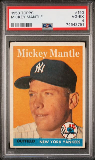1958 Topps #150 Mickey Mantle Yankees HOF PSA 4 - EX/MT