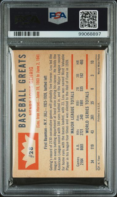 1960 Fleer #28 Lou Gehrig PSA 4 - 99068897