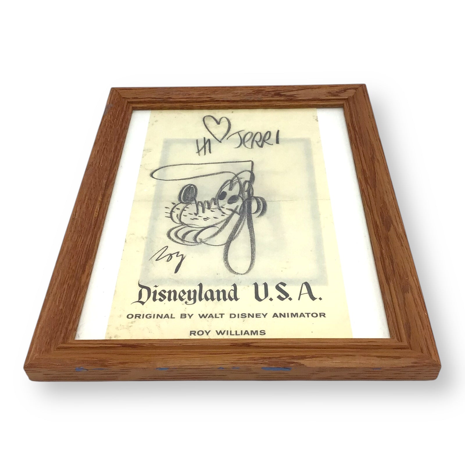 1963 Disneyland Pluto Sketch Signed by Roy Williams Mouseketeer
