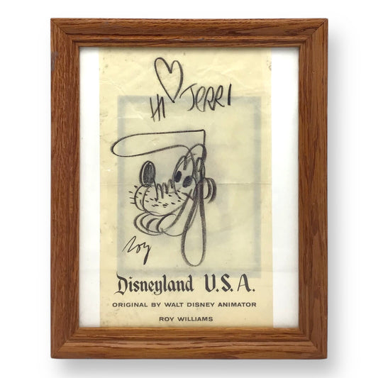 1963 Disneyland Pluto Sketch Signed by Roy Williams Mouseketeer