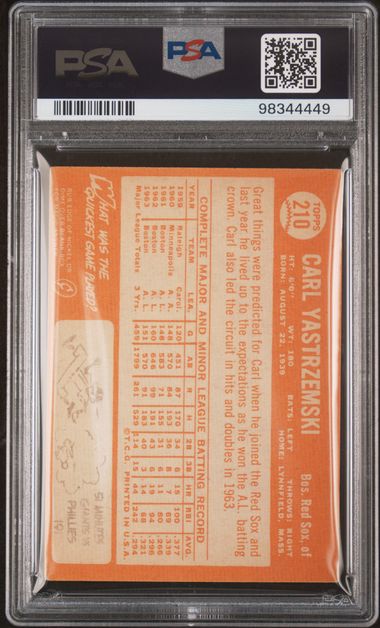 1964 Topps Carl Yastrzemski #210 PSA 4