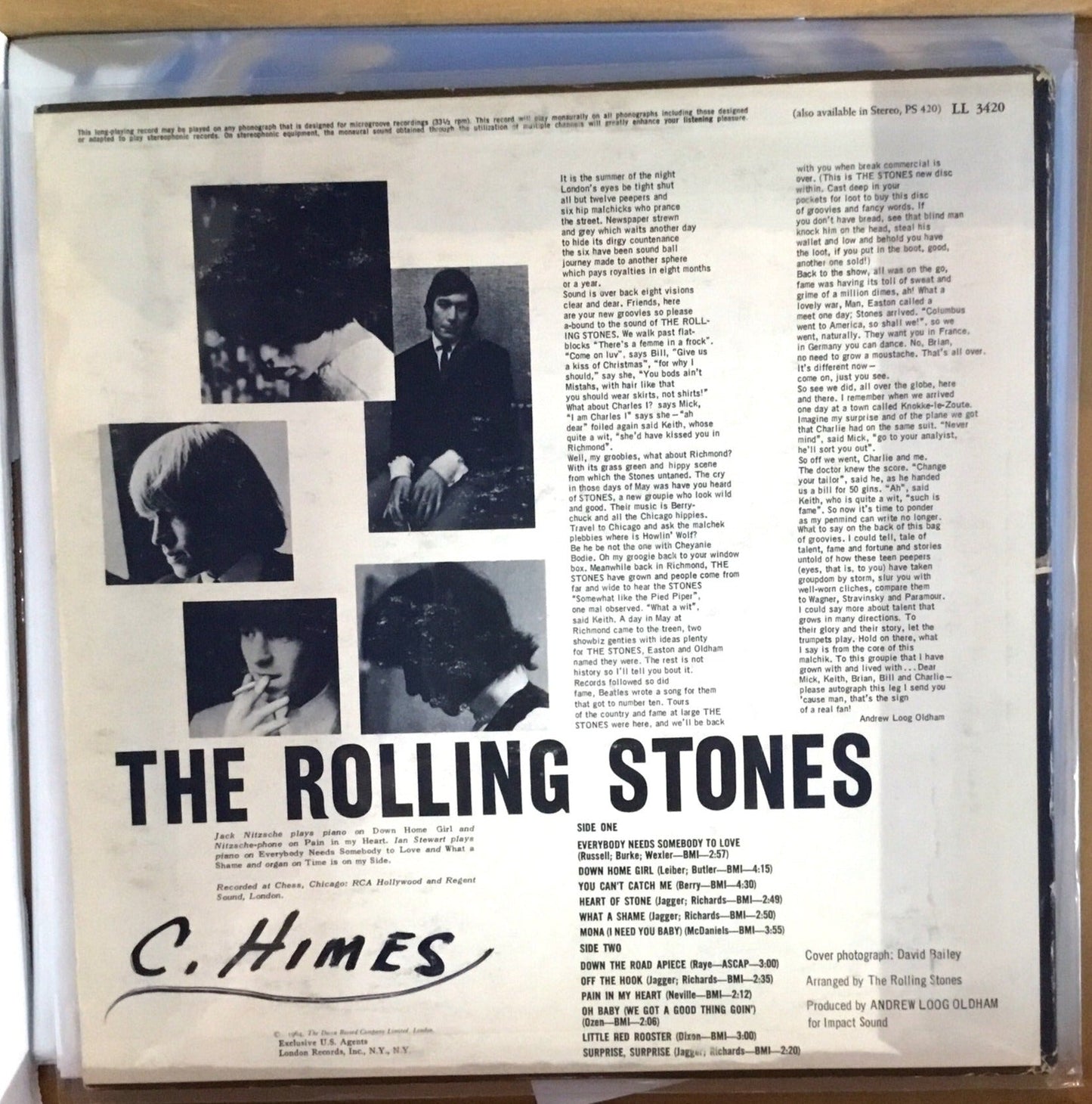 1965 The Rolling Stones, Now! Cover & Vinyl VG+ Cover VG London Mono LL-3420