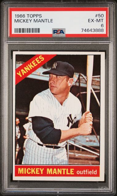 1966 Topps #50 Mickey Mantle PSA 6 EX-MT New York Yankees HOF