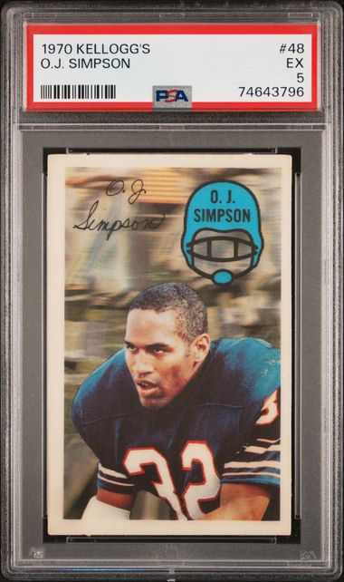 1970 Kellogg's O.J. Simpson PSA 5 EX Newly Graded #48 RC Bills HOF