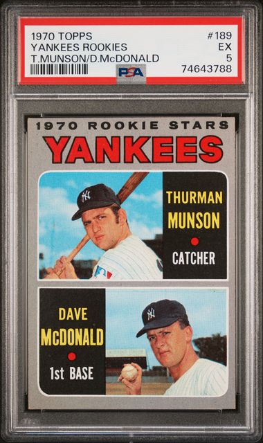 1970 Topps #189 Yankees Rookies T.Munson/D.McDonald PSA EX 5