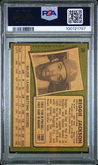 1971 Topps #20 Reggie Jackson PSA 3