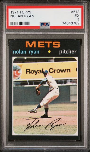 1971 Topps #513 Nolan Ryan PSA 5 EX New York Mets Sharp Corners Great Color!