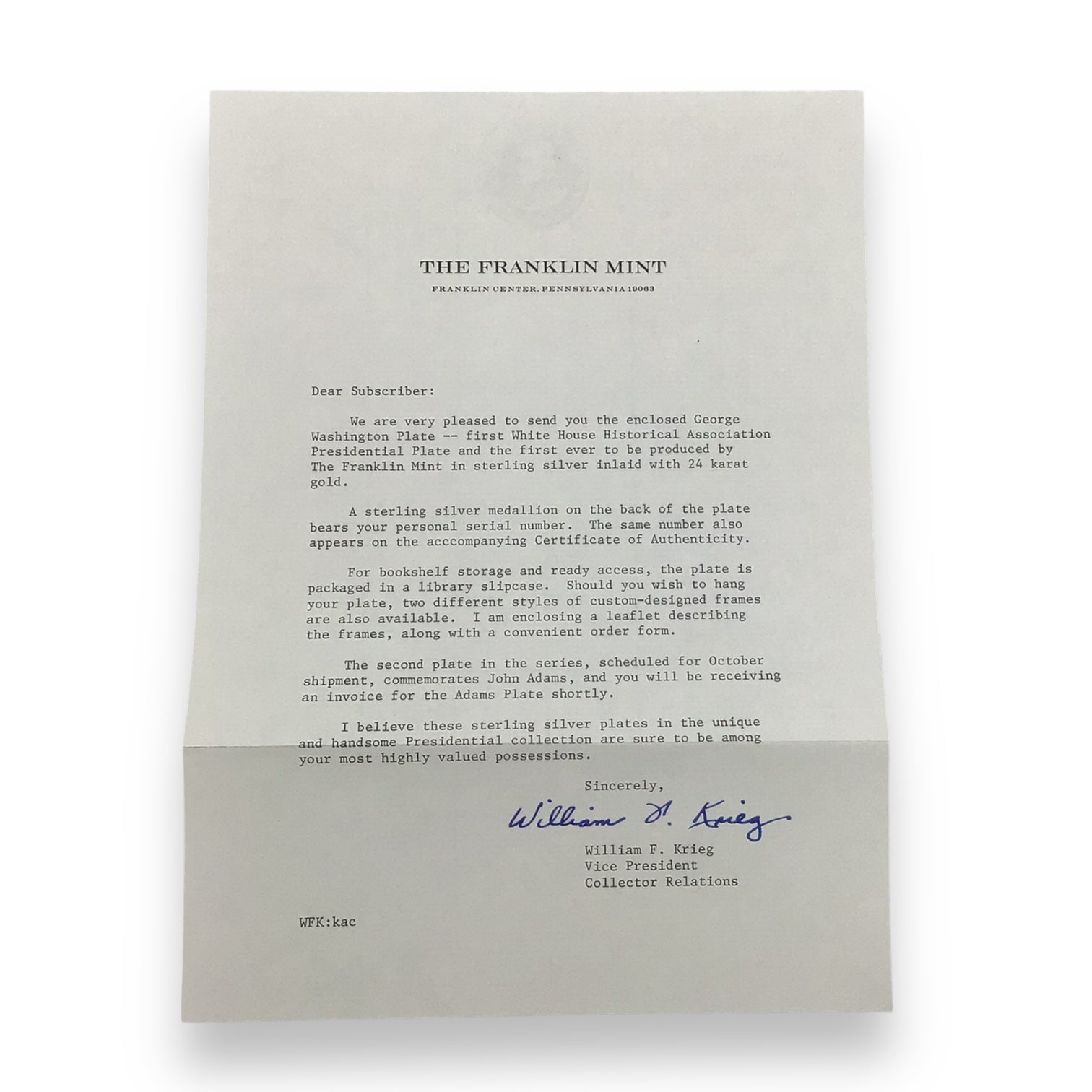 1972 Franklin Mint Sterling Silver George Washington Commemorative Plate | 8" Diameter