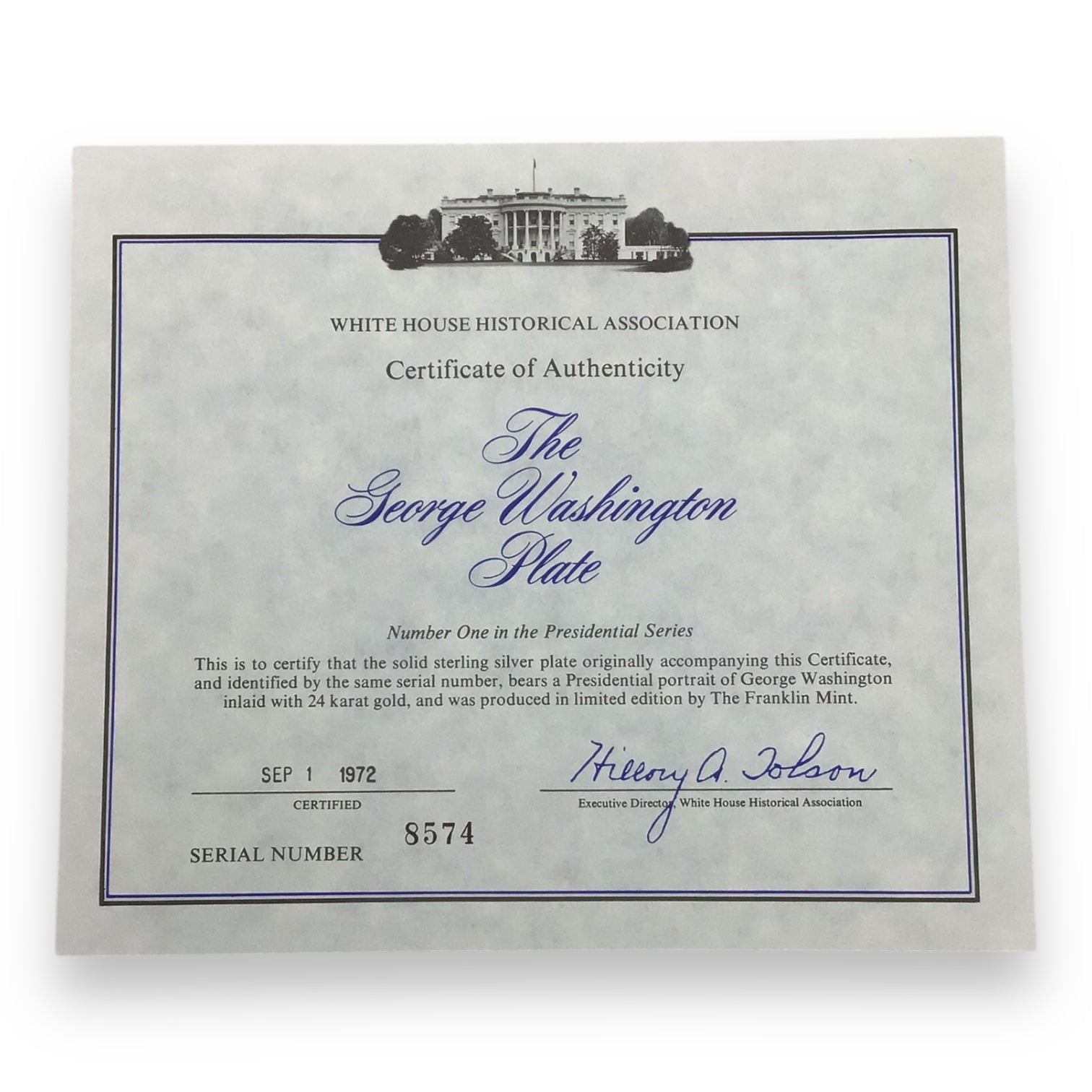 1972 Franklin Mint Sterling Silver George Washington Commemorative Plate | 8" Diameter