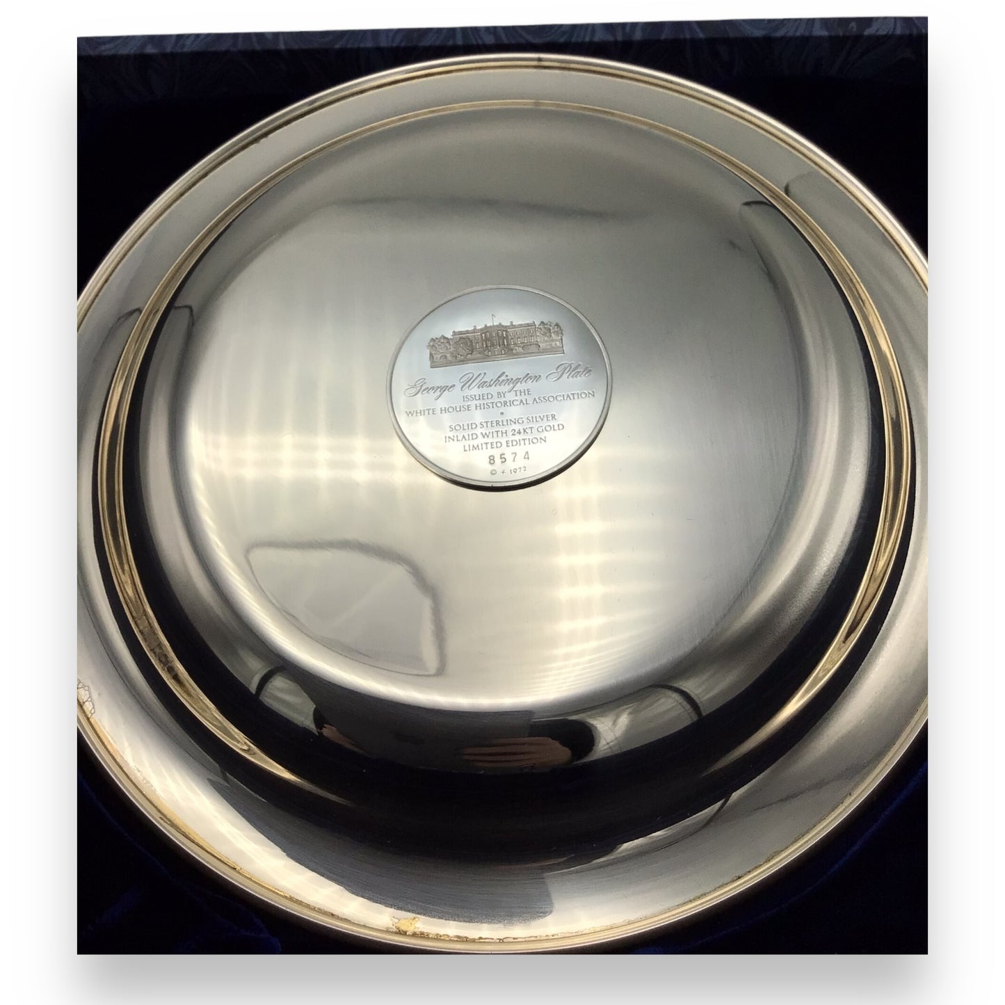 1972 Franklin Mint Sterling Silver George Washington Commemorative Plate | 8" Diameter