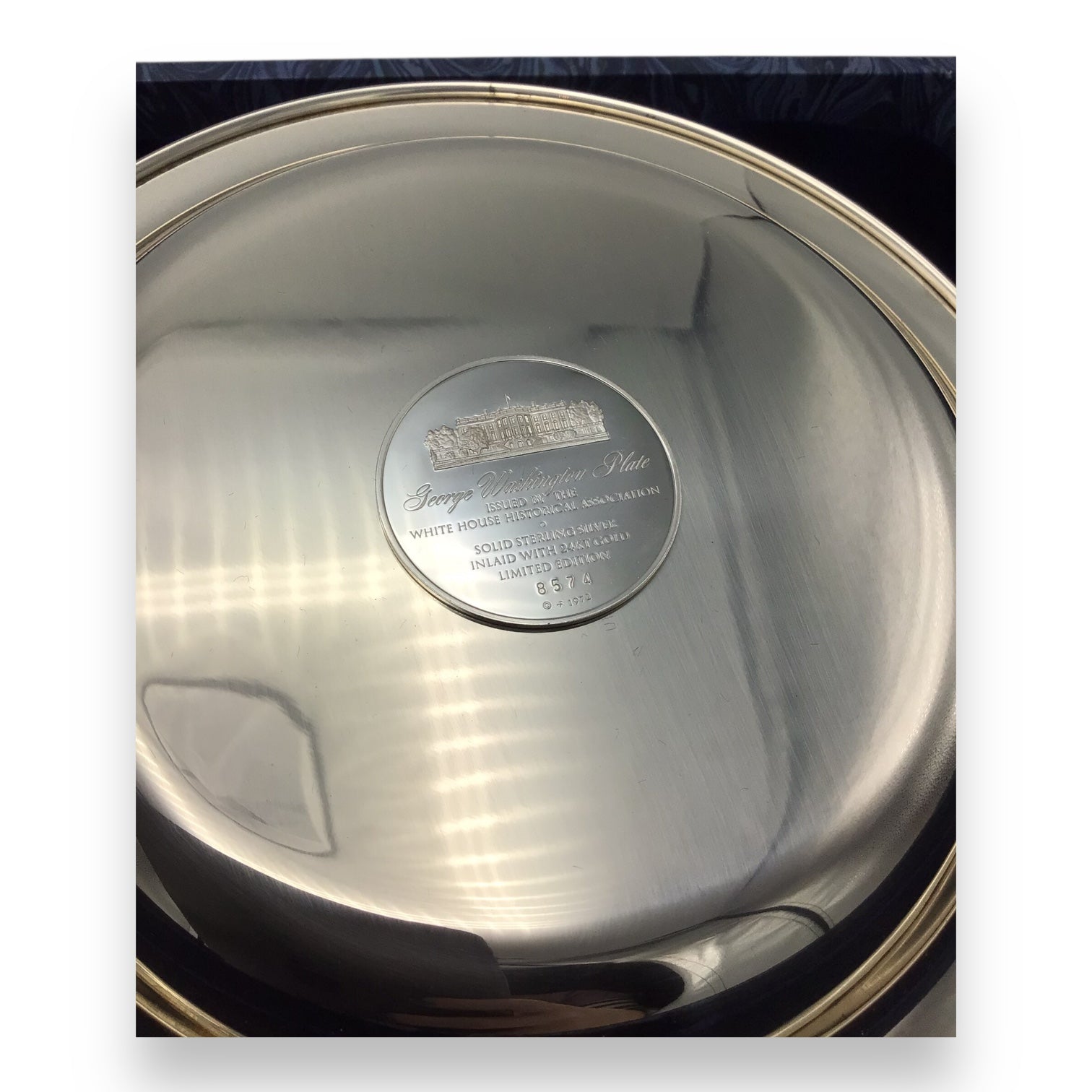 1972 Franklin Mint Sterling Silver George Washington Commemorative Plate | 8" Diameter