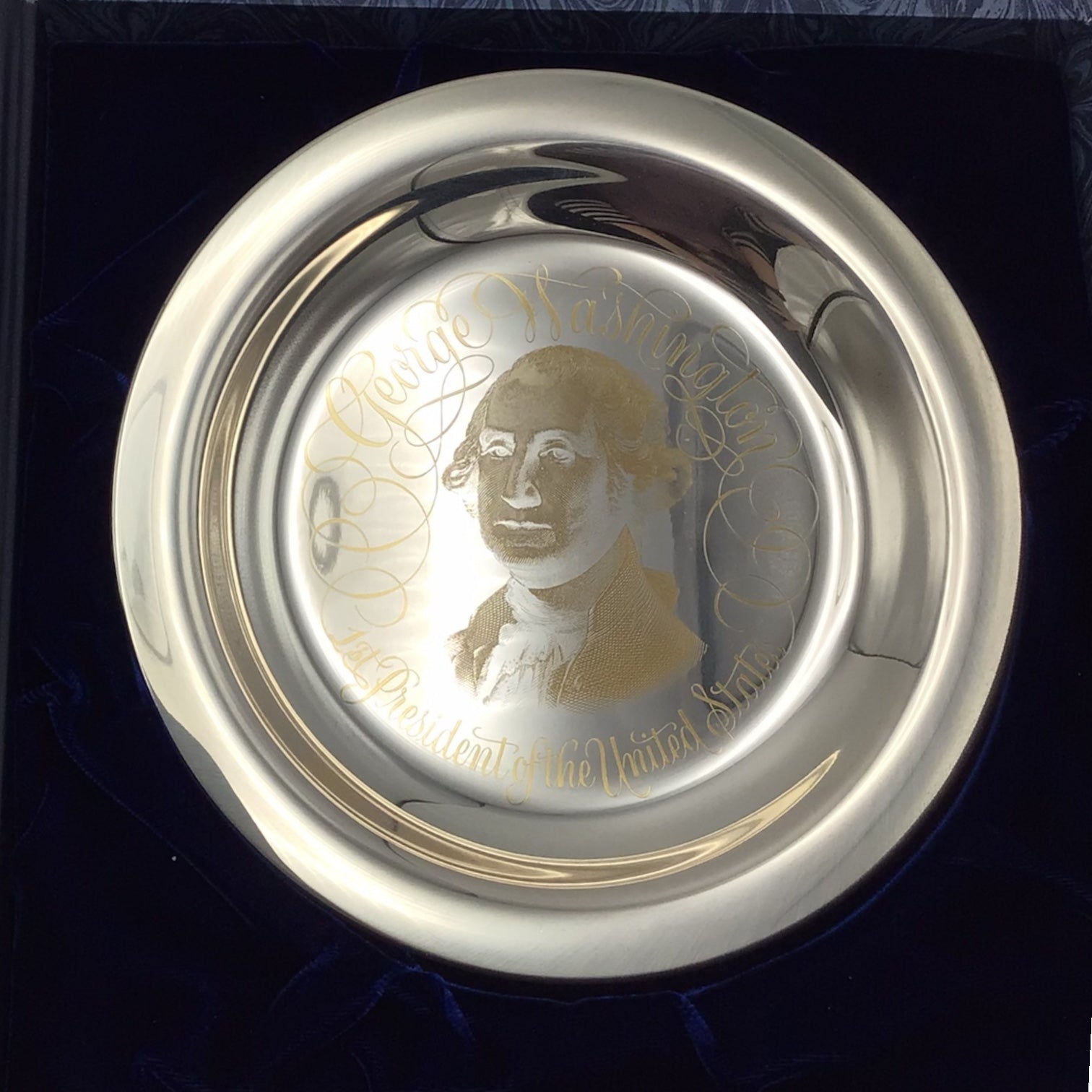 1972 Franklin Mint Sterling Silver George Washington Commemorative Plate | 8" Diameter