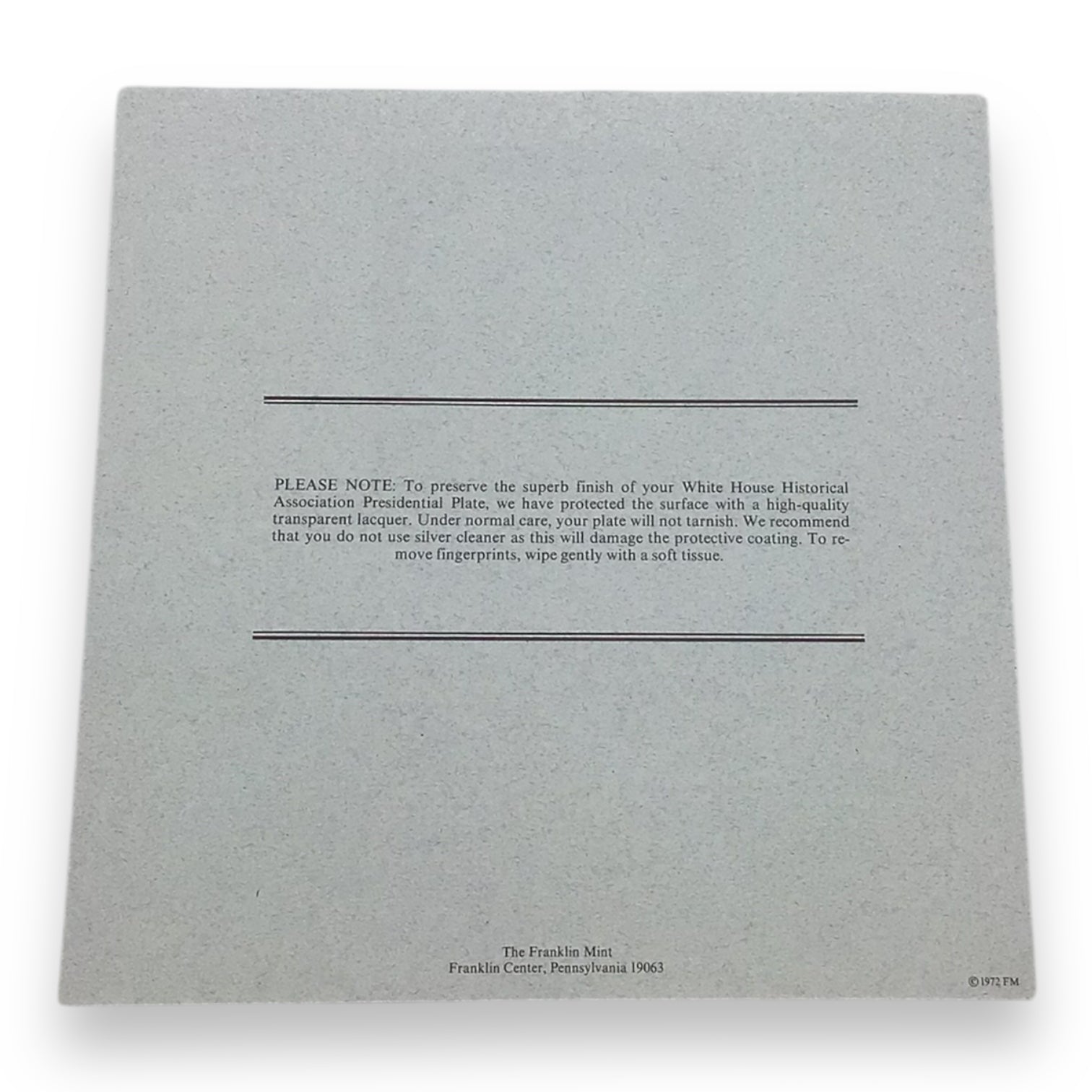 1972 Franklin Mint Sterling Silver George Washington Commemorative Plate | 8" Diameter