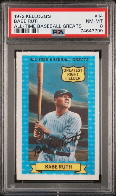 1972 Kelloggs All-Time Greats #14 Babe Ruth Mint PSA 8