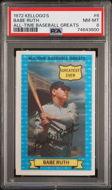 1972 Kelloggs All-Time Greats #6 Babe Ruth Mint PSA 8