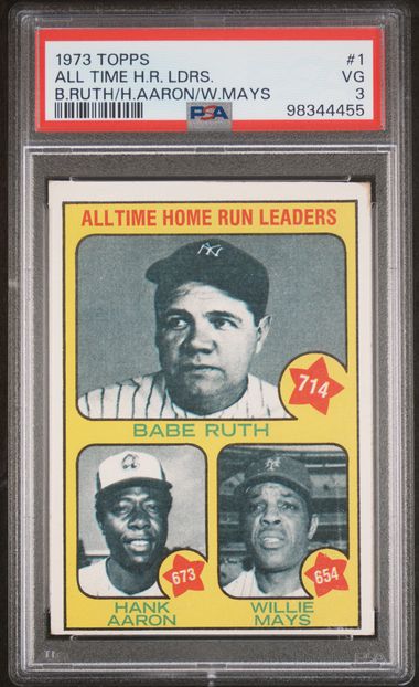 1973 Topps #1 All Time HR Leaders Ruth Aaron Mays PSA 3 - 98344455