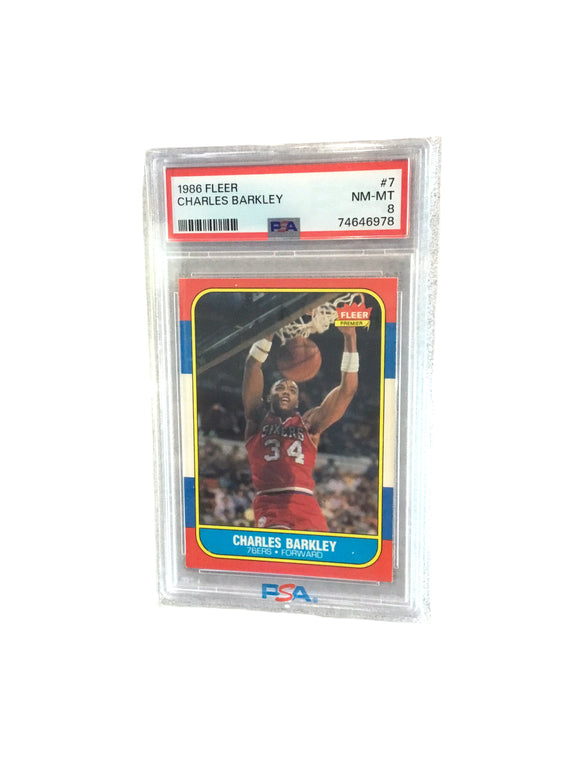 1986 Fleer Basketball #82 Akeem Olajuwon Rockets RC Rookie HOF PSA 9 MINT