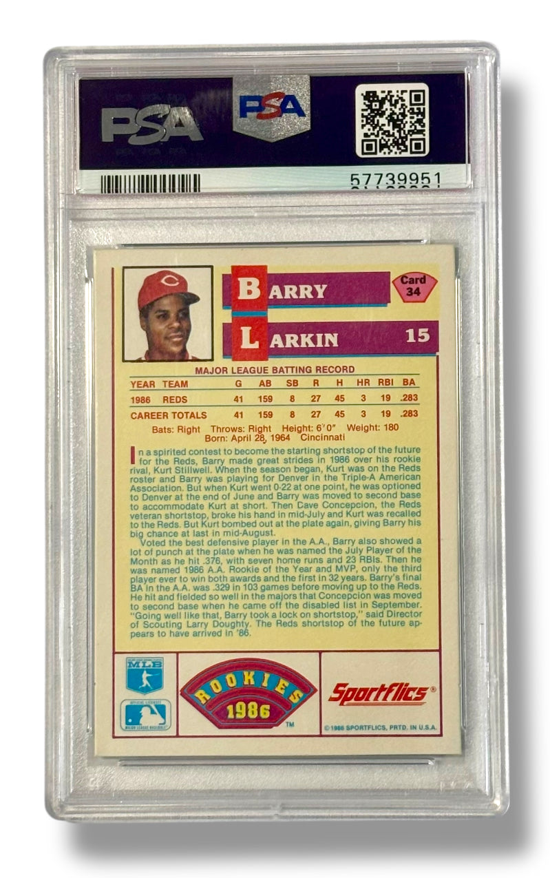 1986 Sportflics Rookies Barry Larkin #34 PSA 9