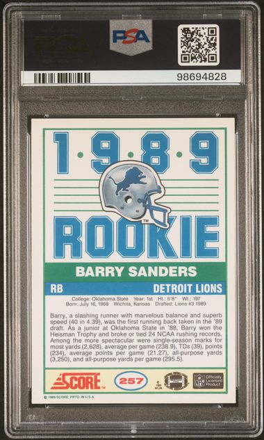 1989 Score #257 Barry Sanders PSA 7 - 98694828