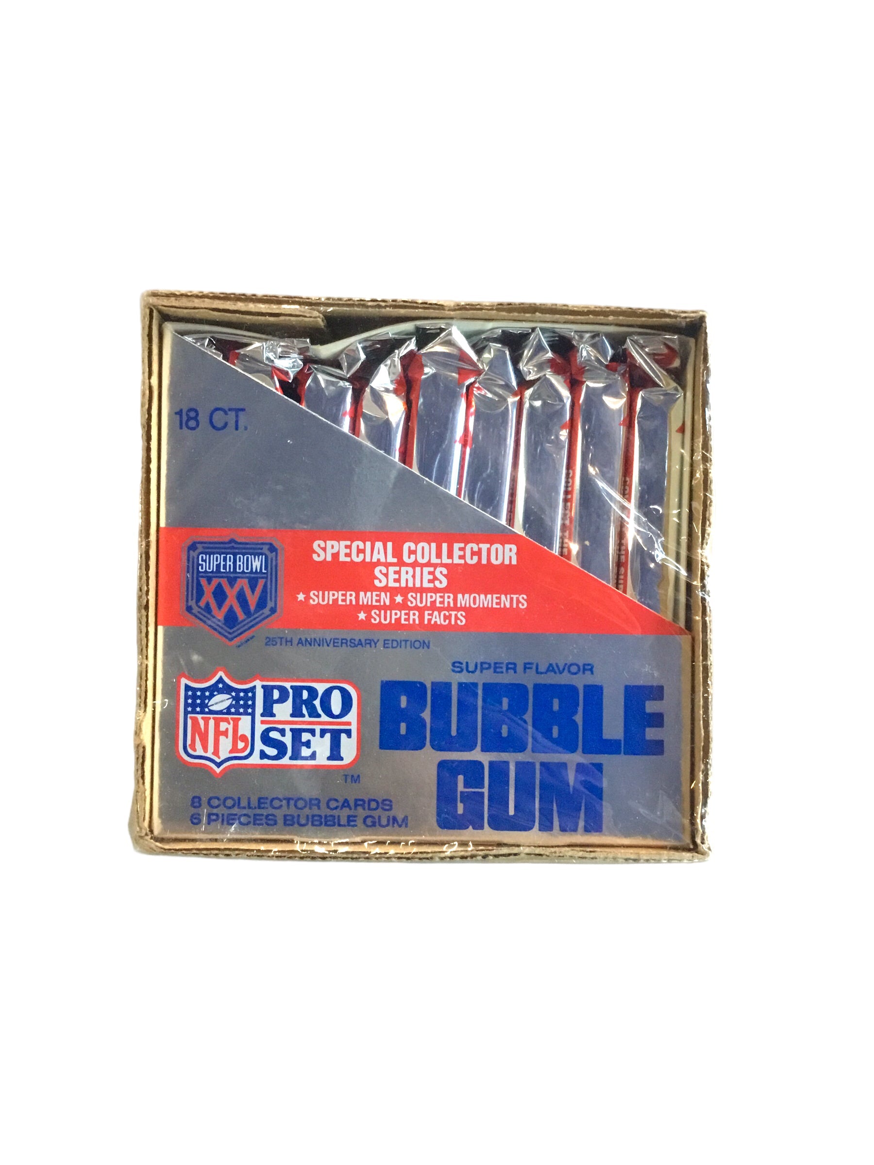 1990 Pro Set NFL Super Bowl XXV Edition Bubble Gum Pack Football Cards 18 Packs 8 Cards per Pack