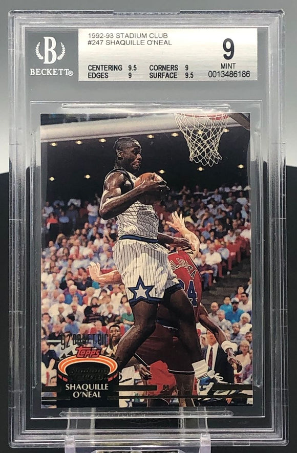 1992-93 Topps Stadium Club Shaquille O'Neal Draft Picks BGS 9 Magic #247
