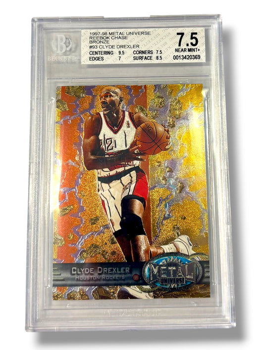 1997-98 Metal Universe #93 Bronze Reebok Chase Clyde Drexler BGS 7.5 - 0013420369