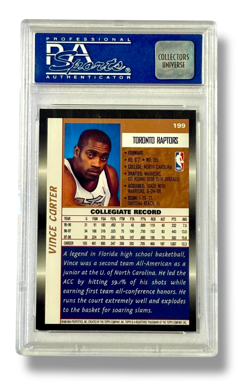 1998 Topps #199 Vince Carter Rookie RC PSA 8 - 01572677