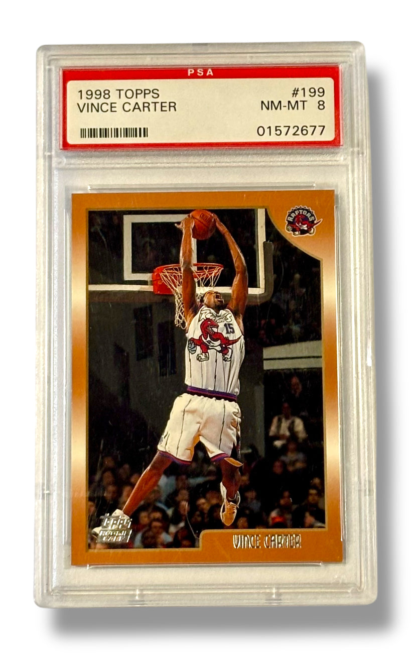 1998 Topps #199 Vince Carter Rookie RC PSA 8 - 01572677