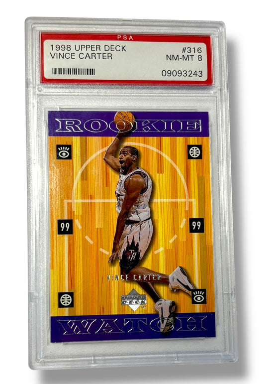 1998 Upper Deck #316 Vince Carter Rookie RC PSA 8 - 09093243