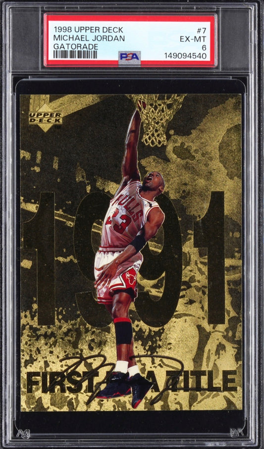 1998 Upper Deck #7 Gatorade Michael Jordan PSA 6 Oversized Card Pop 18 - 149094540