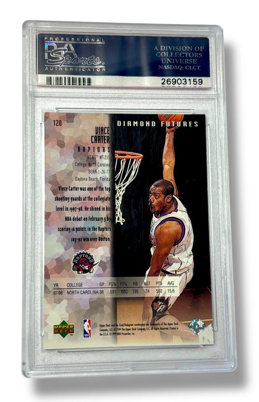 1998 Upper Deck Black Diamond Single Vince Carter Rookie RC PSA 8 - 26903159
