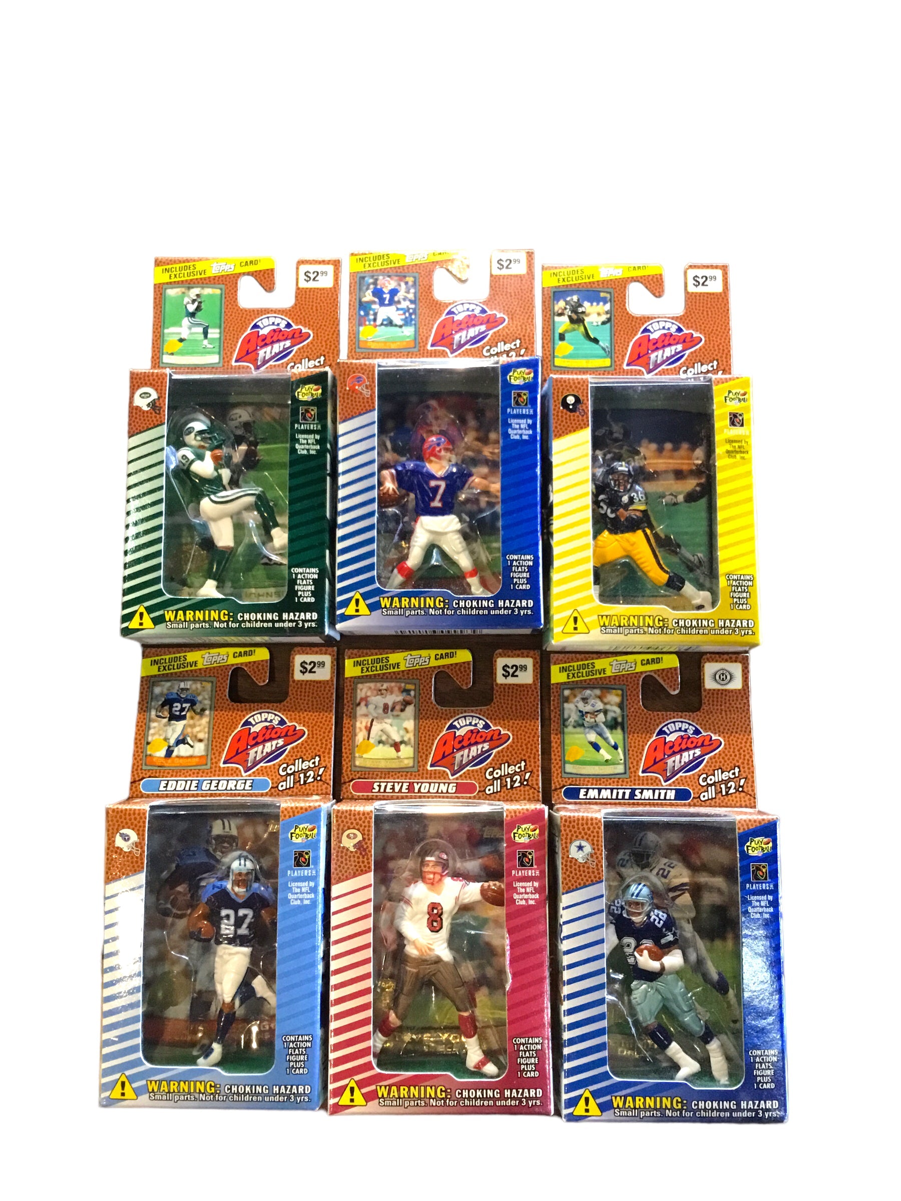 1999 Topps Action Flats Football Figure and Exclusive Card- Complete Set of 12 - New In Box