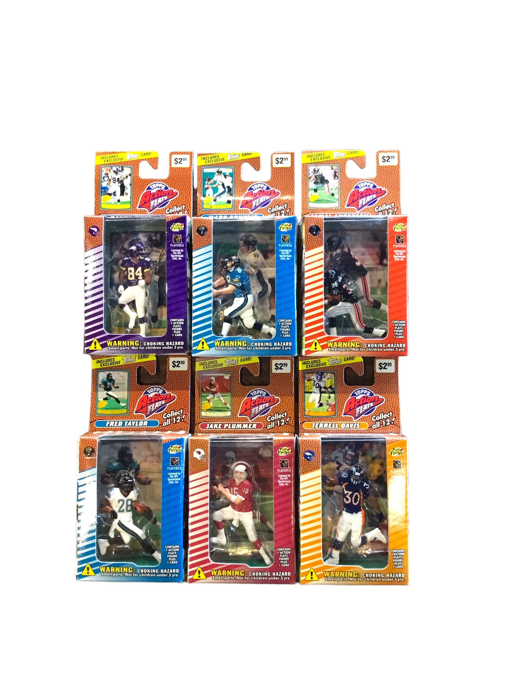 1999 Topps Action Flats Football Figure and Exclusive Card- Complete Set of 12 - New In Box