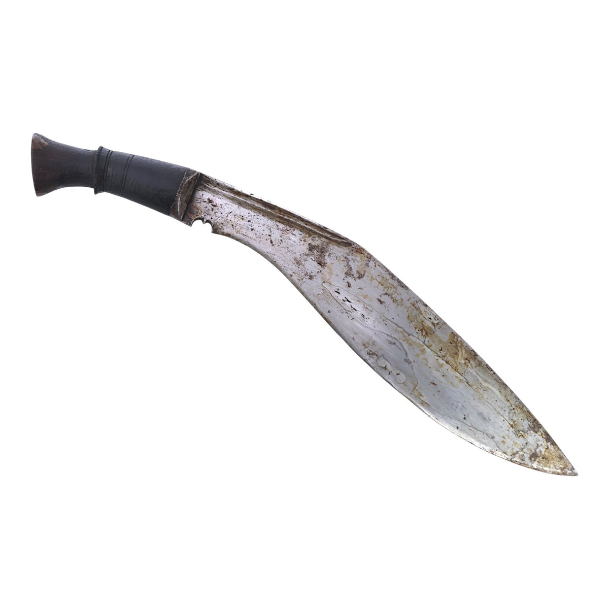 19th C. Nepalese Long Leaf Kukri with Signed Blade, Scabbard & Utility Knives