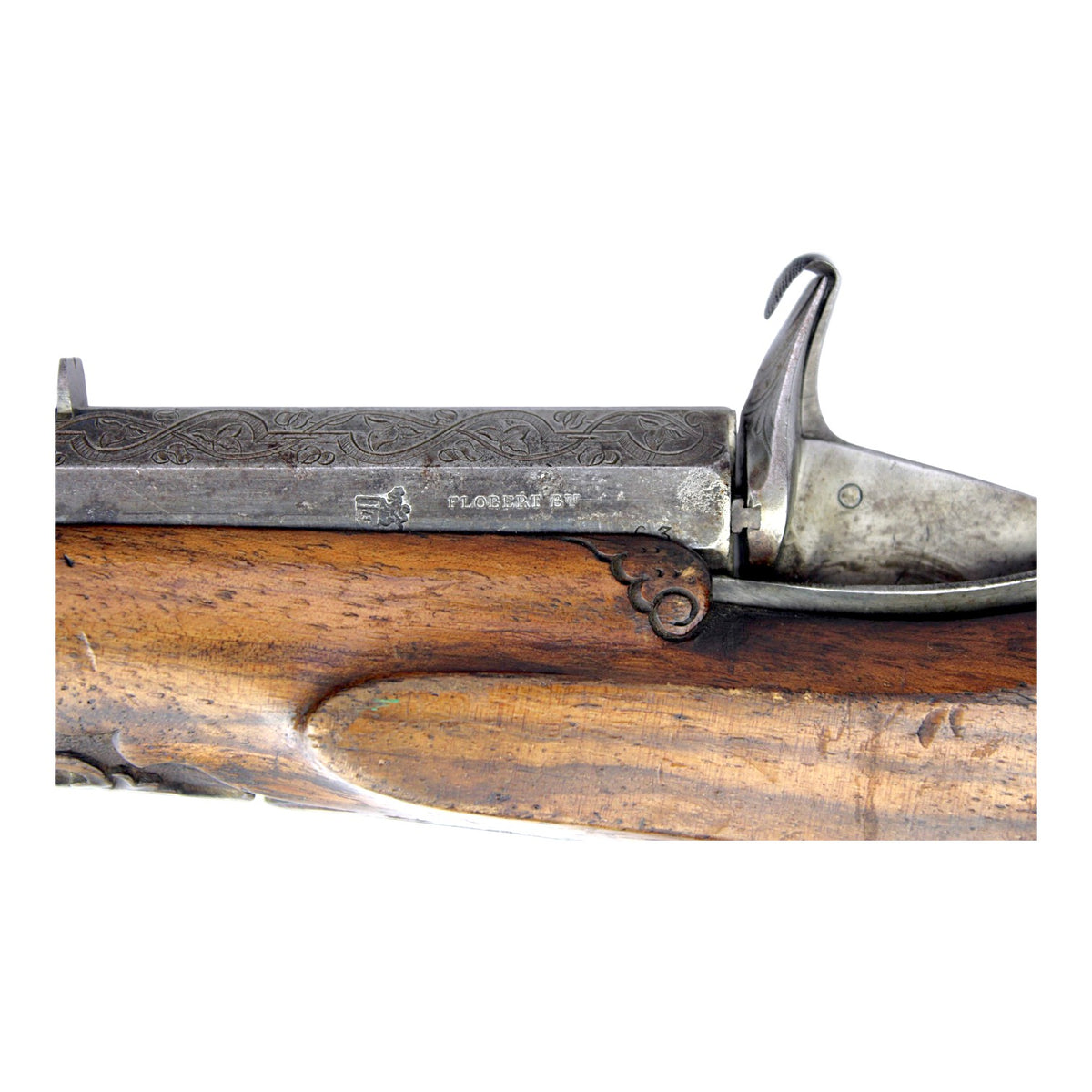 19th Century Belgian Flobert Breech-Loading Rifle with Engraved Stock