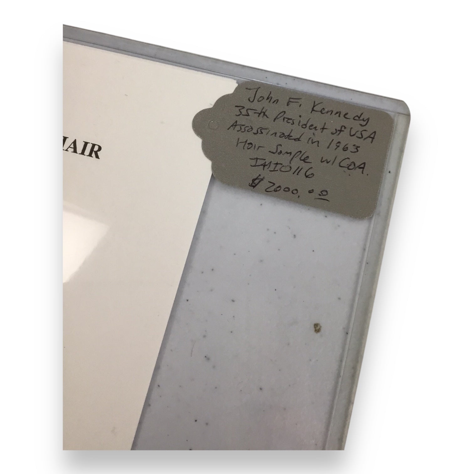 John F. Kennedy Hair Sample with COA