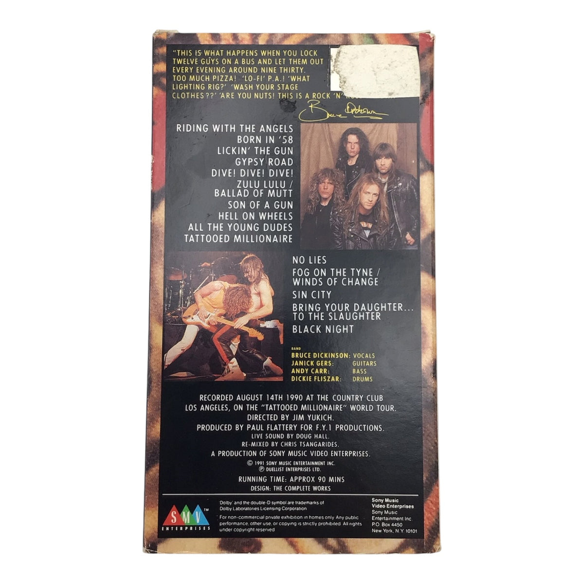 Bruce Dickinson World Tour 1990 All Areas Dive! Dive! Live! VHS Tape