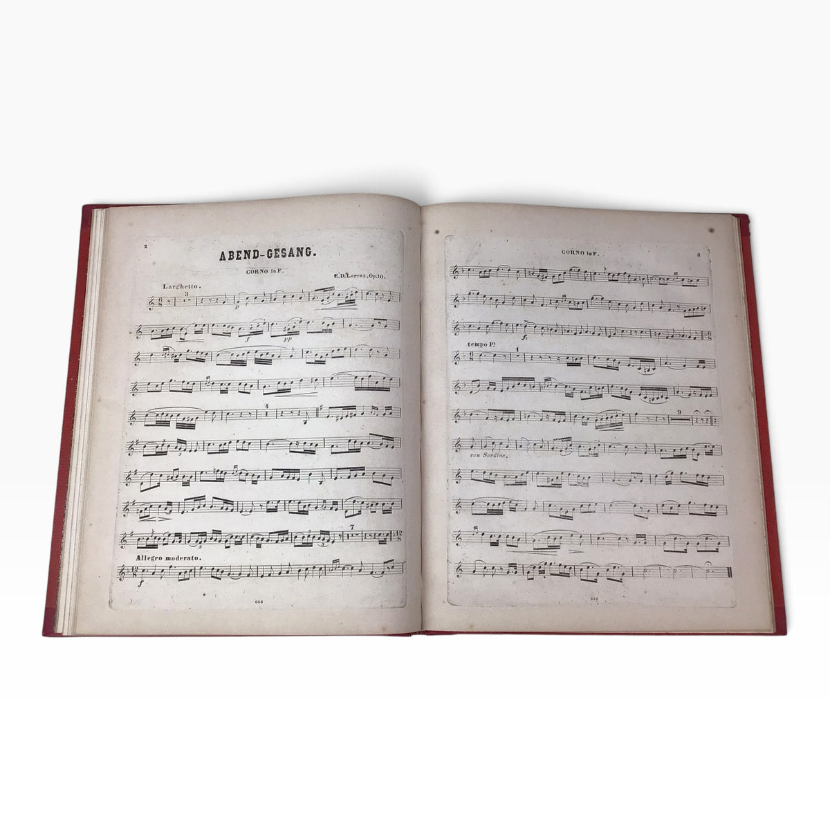 Ignaz Lachner “Night” for Horn and Piano – Set of 2 Vintage German Sheet Music Books
